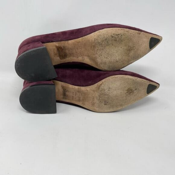 Vince Rafe Burgundy Wine Suede Leather Pointed Toe Classic Flare Heel Pumps 6 - Picture 9 of 14